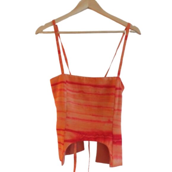 Fyoocher Tops - FYOOCHER Orange Watercolor U Top Y2K Mod Abstract Artsy - Size S